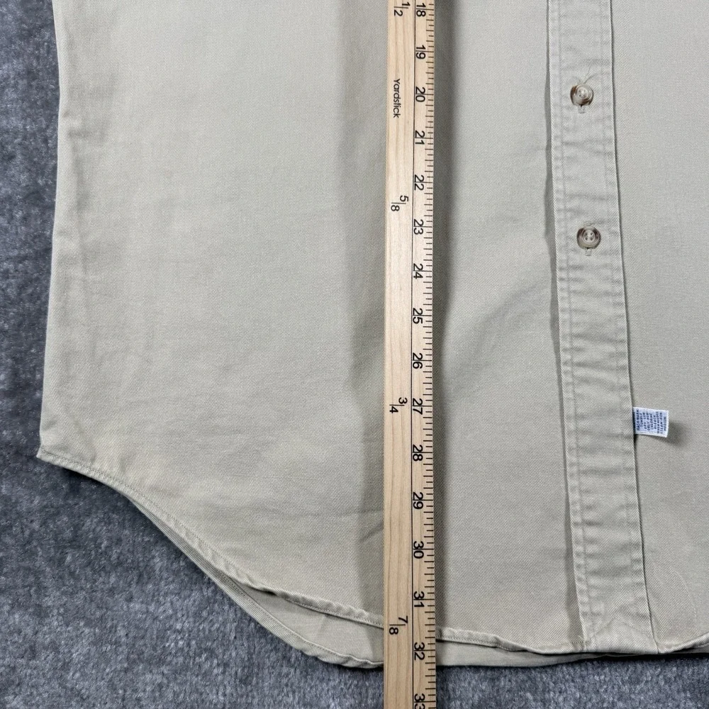 Polo Ralph Lauren Shirt Men's Large Beige Cotton Twill Work Long Sleeve Utility